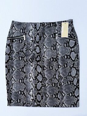 Michael Kors Pencil Skirt, 10 Petite, NWT, Gray Black, Party, Going Out, Office
